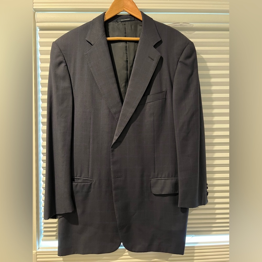 Zegna Navy Blue Windowpane Suit